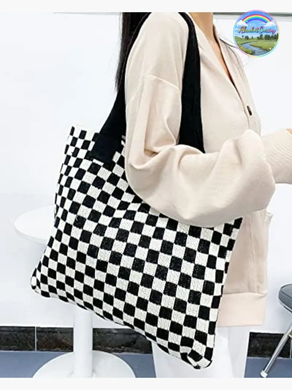 Large Crochet Tote Bag Summer Beach Hobo Knit Shoulder Bag with Pockets